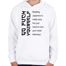 PRINTFASHION Reading Japanese is really easy - Gyerek kapucnis pulóver - Fehér gyerek pulóver, kardigán