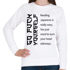 PRINTFASHION Reading Japanese is really easy  - Női pulóver - Fehér női pulóver, kardigán