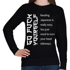 PRINTFASHION Reading Japanese is really easy - white - Női pulóver - Fekete