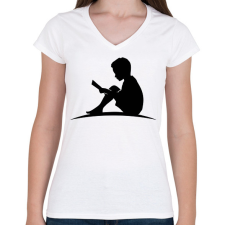 PRINTFASHION reading - Női V-nyakú póló - Fehér női póló