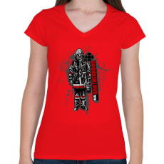 PRINTFASHION Real Brotherhood - Női V-nyakú póló - Piros