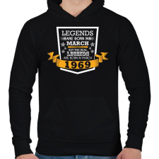 PRINTFASHION Real legends are born in March 1969 - Férfi kapucnis pulóver - Fekete férfi pulóver, kardigán