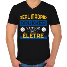 PRINTFASHION Real Madrid drukker - Férfi V-nyakú póló - Fekete