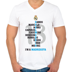 PRINTFASHION Real madrid - Férfi V-nyakú póló - Fehér