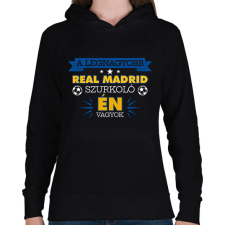 PRINTFASHION Real Madrid szurkoló - Női kapucnis pulóver - Fekete női pulóver, kardigán
