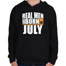 PRINTFASHION Real Men are Born In July - Gyerek kapucnis pulóver - Fekete