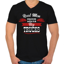 PRINTFASHION Real men drive - Férfi V-nyakú póló - Fekete férfi póló