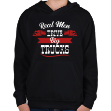 PRINTFASHION Real men drive - Gyerek kapucnis pulóver - Fekete