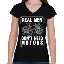 PRINTFASHION Real men - Női V-nyakú póló - Fekete női póló