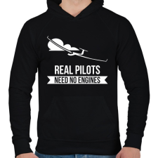 PRINTFASHION Real pilots - Férfi kapucnis pulóver - Fekete férfi pulóver, kardigán