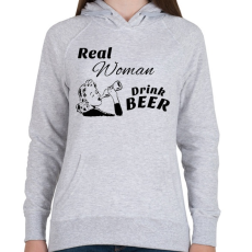 PRINTFASHION Real Women Drink BEER - Női kapucnis pulóver - Sport szürke
