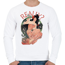 PRINTFASHION Really? -Alfons Mucha - Férfi pulóver - Fehér férfi pulóver, kardigán