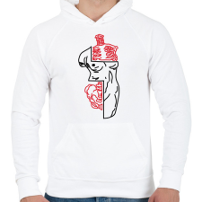 PRINTFASHION red&black 5 - Férfi kapucnis pulóver - Fehér férfi pulóver, kardigán