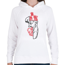 PRINTFASHION red&black 5 - Női kapucnis pulóver - Fehér női pulóver, kardigán