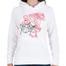 PRINTFASHION red&black 6 - Női kapucnis pulóver - Fehér