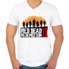 PRINTFASHION Red Dead Redemption 2 - Férfi V-nyakú póló - Fehér férfi póló