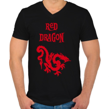 PRINTFASHION red dragon2 - Férfi V-nyakú póló - Fekete férfi póló