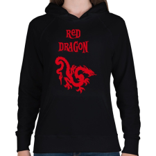 PRINTFASHION red dragon2 - Női kapucnis pulóver - Fekete női pulóver, kardigán