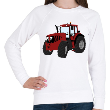 PRINTFASHION Red traktor - Női pulóver - Fehér női pulóver, kardigán