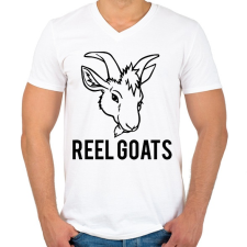 PRINTFASHION Reel Goats - Férfi V-nyakú póló - Fehér férfi póló