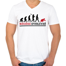 PRINTFASHION Régész evolúció - Férfi V-nyakú póló - Fehér férfi póló