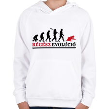 PRINTFASHION Régész evolúció - Gyerek kapucnis pulóver - Fehér gyerek pulóver, kardigán