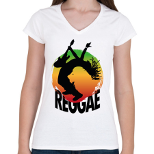 PRINTFASHION Reggae gitáros - Női V-nyakú póló - Fehér női póló