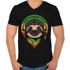 PRINTFASHION Reggae lajhár - Férfi V-nyakú póló - Fekete