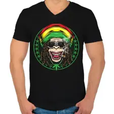 PRINTFASHION Reggae majom - Férfi V-nyakú póló - Fekete férfi póló
