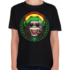 PRINTFASHION Reggae majom - Gyerek póló - Fekete