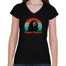 PRINTFASHION Reggae Original - Női V-nyakú póló - Fekete női póló