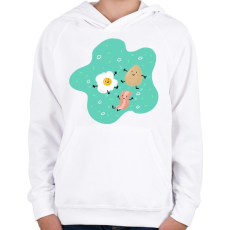 PRINTFASHION Reggeli barátok - Gyerek kapucnis pulóver - Fehér