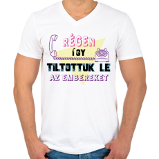 PRINTFASHION Régi letiltás - Férfi V-nyakú póló - Fehér