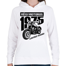 PRINTFASHION Régi motoros-Egyedi évszámmal - Női kapucnis pulóver - Fehér
