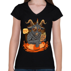 PRINTFASHION Relax a pokolban - Női V-nyakú póló - Fekete