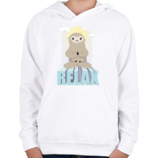 PRINTFASHION Relax Alpaca - Gyerek kapucnis pulóver - Fehér