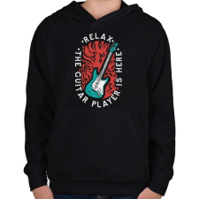PRINTFASHION Relax - itt van a gitáros - Gyerek kapucnis pulóver - Fekete gyerek pulóver, kardigán