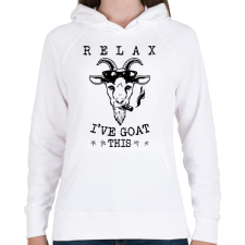 PRINTFASHION Relax kecske - Női kapucnis pulóver - Fehér női pulóver, kardigán