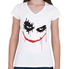 PRINTFASHION Rémisztő joker mosoly - Női V-nyakú póló - Fehér