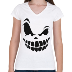 PRINTFASHION Rémisztő mosoly - Női V-nyakú póló - Fehér