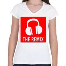 PRINTFASHION Remix - Női V-nyakú póló - Fehér női póló