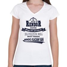 PRINTFASHION Rendőr Igaza - Női V-nyakú póló - Fehér női póló