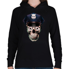 PRINTFASHION rendőr koponya - Női kapucnis pulóver - Fekete