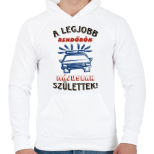 PRINTFASHION Rendőr szülinapja május színes - Férfi kapucnis pulóver - Fehér férfi pulóver, kardigán