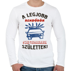 PRINTFASHION Rendőr szülinapja szeptember színes - Férfi hosszú ujjú póló - Fehér