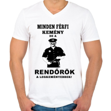PRINTFASHION RENDŐRNEK - Férfi V-nyakú póló - Fehér férfi póló