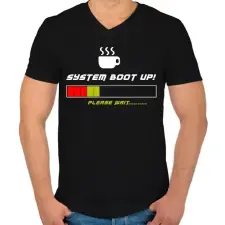 PRINTFASHION rendszerindítás - Férfi V-nyakú póló - Fekete férfi póló