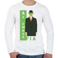 PRINTFASHION René Magritte - Az ember fia - Férfi hosszú ujjú póló - Fehér