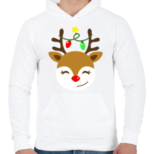 PRINTFASHION Rénszarvas  - Férfi kapucnis pulóver - Fehér férfi pulóver, kardigán