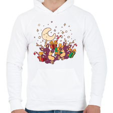 PRINTFASHION Rénszarvas - Férfi kapucnis pulóver - Fehér férfi pulóver, kardigán